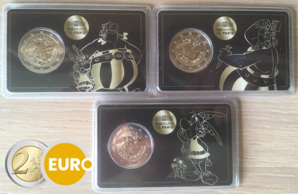 3 x 2 euro France 2019 - 60 years Asterix BU FDC Coincard package