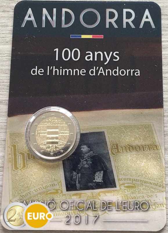 2 euros Andorra 2017 - 100 años Himno BU FDC Coincard