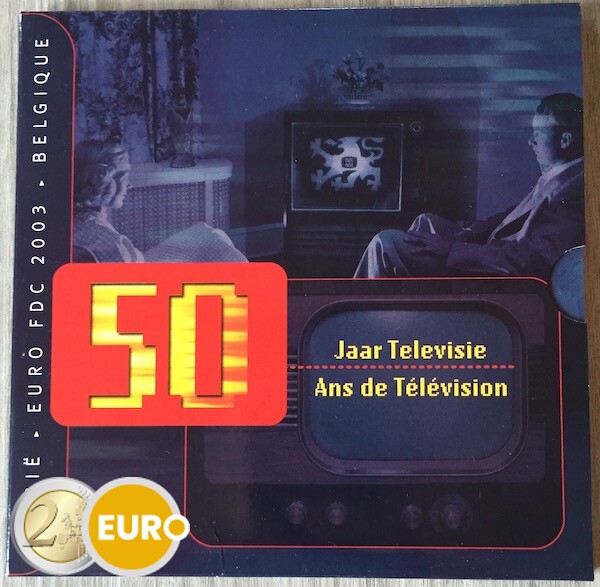 Serie de euro BU FDC Bélgica 2003 50 años Televisión