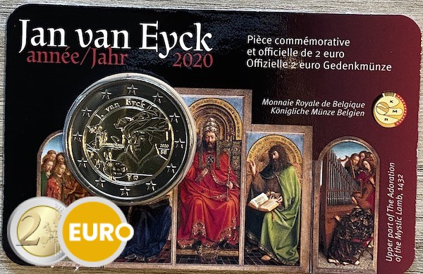 2 euros Bélgica 2020 - Jan Van Eyck BU FDC Coincard FR