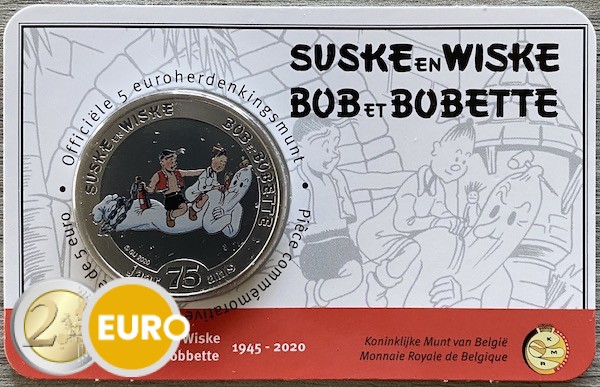 5 euros Bélgica 2020 - Bob y Bobet BU FDC Coincard Coloreado