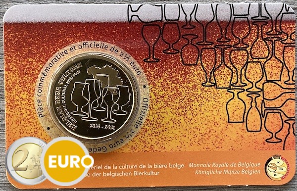2,50 euros Bélgica 2021 - Cultura de la cerveza patrimonio BU FDC Coincard FR