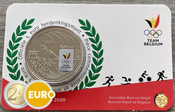 5 euros Belgique 2021 - Team Belgium Tokyo BU FDC Coincard Colorisé