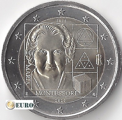 2 euros Italia 2020 - 150 años Maria Montessori UNC