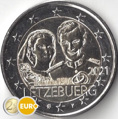 2 euros Luxemburgo 2021 - 40 años bodas Enrique UNC