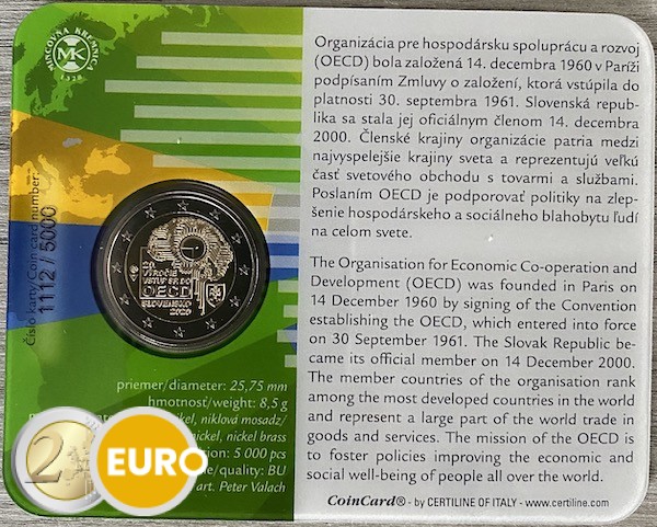 2 euros Eslovaquia 2020 - Ingreso a la OCDE BU FDC Coincard