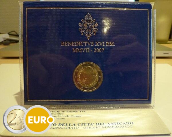 2 euros Vaticano 2007 - 80 años Benedicto XVI BU FDC