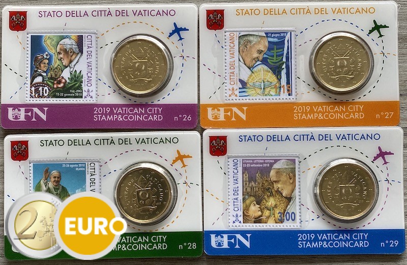 50 céntimos y sello coincard Vaticano 2019 - nr 26 + 27 + 28 + 29