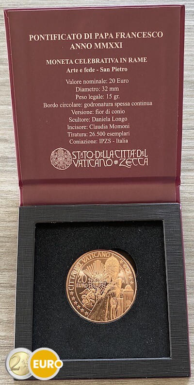 20 euro Vatican 2021 - Saint Peter BU FDC copper