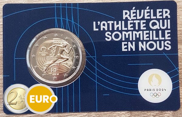 2 euros Francia 2021 - Entrega bandera olímpica BU FDC Coincard