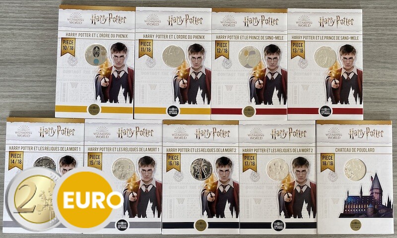 9 x 10 euros Francia 2021 - Harry Potter UNC plata en blister - Volumen 2