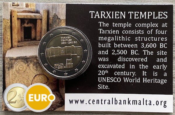 2 euros Malta 2021 - Templo Tarxien BU FDC Coincard MdP