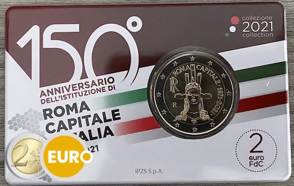 2 Euro Italien 2021 - 150 Jahre Rom Hauptstadt Stgl. Coincard