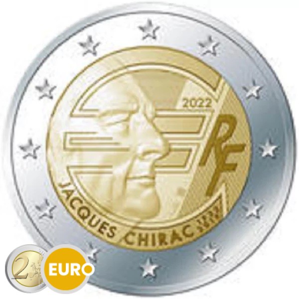 2 euros Francia 2022 - 20 años de efectivo en euros Jacques Chirac BE Proof
