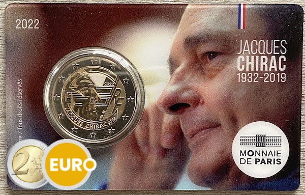 2 euros Francia 2022 - 20 años de efectivo en euros Jacques Chirac BU FDC Coincard