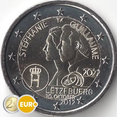 2 euros Luxemburgo 2022 - 10 años bodas Guillermo y Estefanía UNC