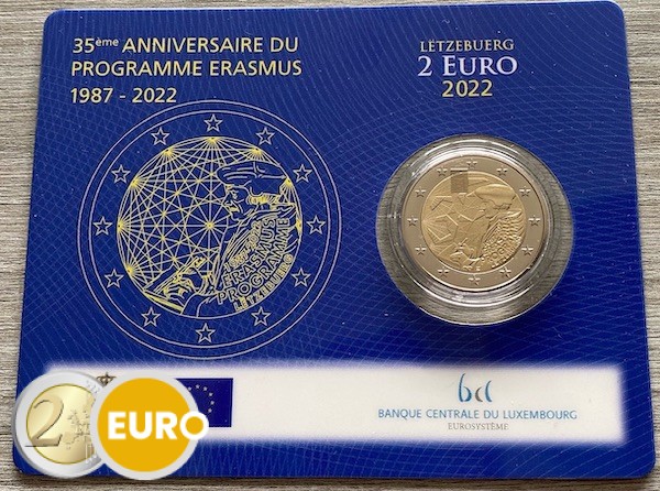 2 euros Luxemburgo 2022 - Erasmus BU FDC Coincard Marca Monetaria