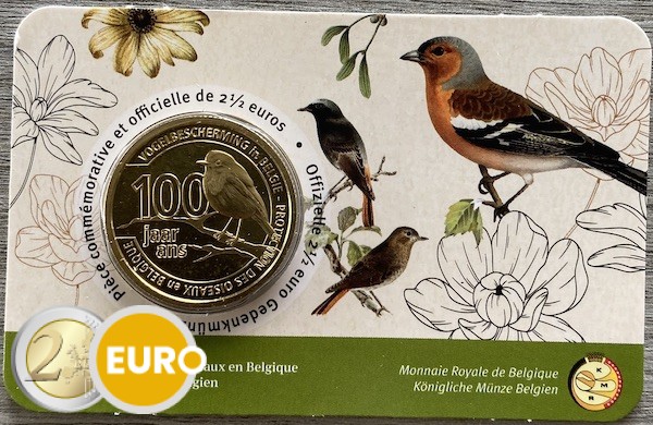 2,50 euros Bélgica 2022 - Protección de aves BU FDC Coincard FR
