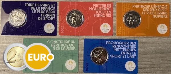 5 x 2 euro Frankrijk 2022 - Genie discuswerpen - Arc de Triomphe BU FDC Coincard