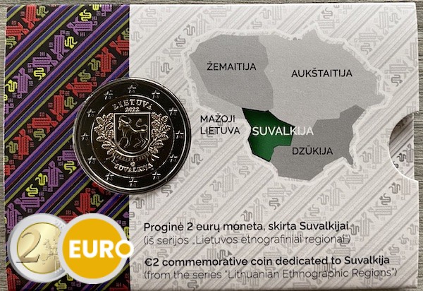 2 euros Lituania 2022 - Región de Suvalkija BU FDC Coincard