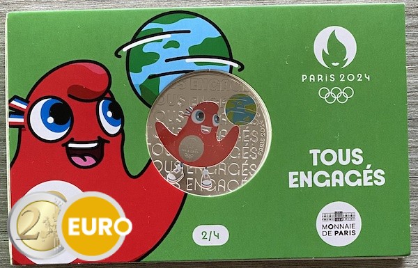 50 euro Frankrijk 2023 - Mascotte Allemaal geëngageerd BU FDC zilver gekleurd