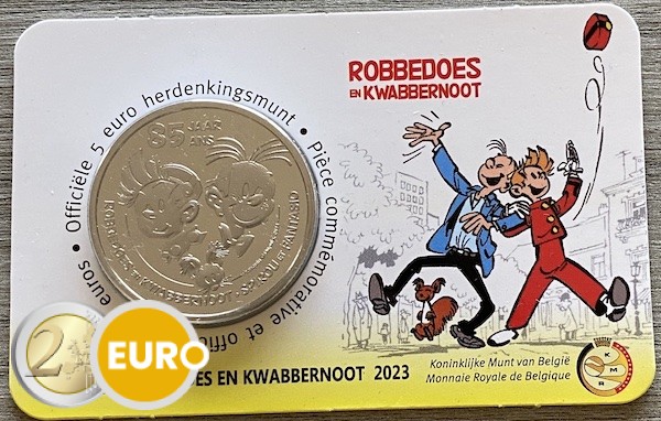 5 euros Bélgica 2023 - Spirou y Fantasio BU FDC Coincard en relieve