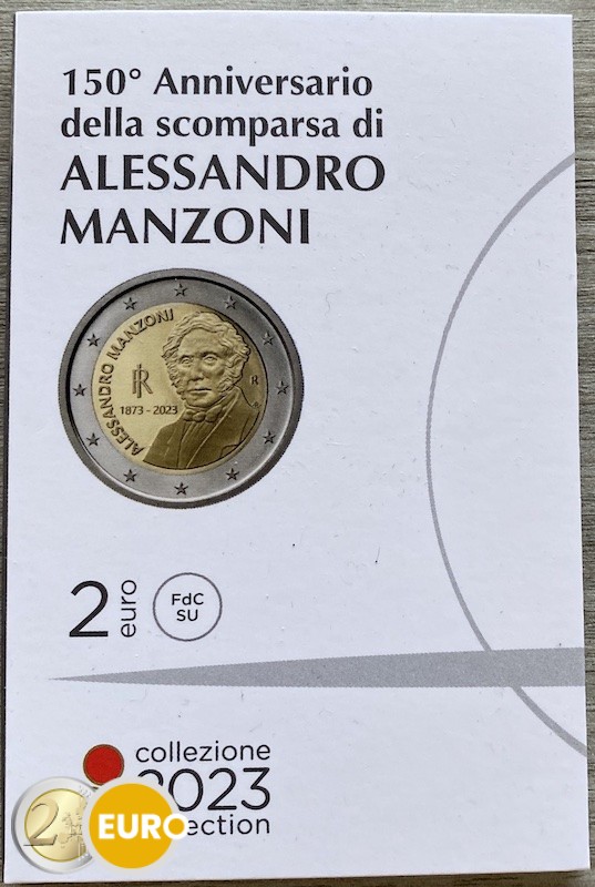 2 euro Italy 2023 - Alessandro Manzoni BU FDC Coincard
