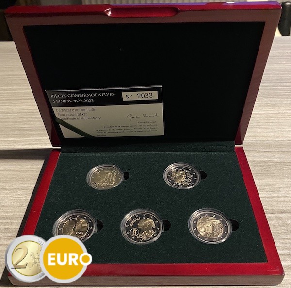 5 x 2 euros BE Proof Luxembourg 2022 et 2023 poinçon Kremnica