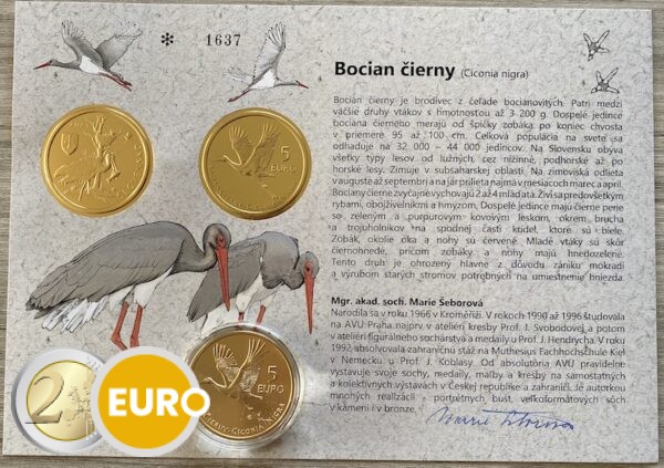 5 euro Slovakia 2023 - Black stork UNC with certificate of authenticity