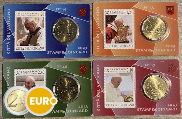 50 Cent und Briefmark Coincard Vatikan 2023 - nr 44 + 45 + 46 + 47