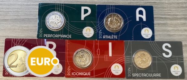 5 x 2 euros Francia 2024 - Hércules Lucha - Notre Dame BU FDC Coincard