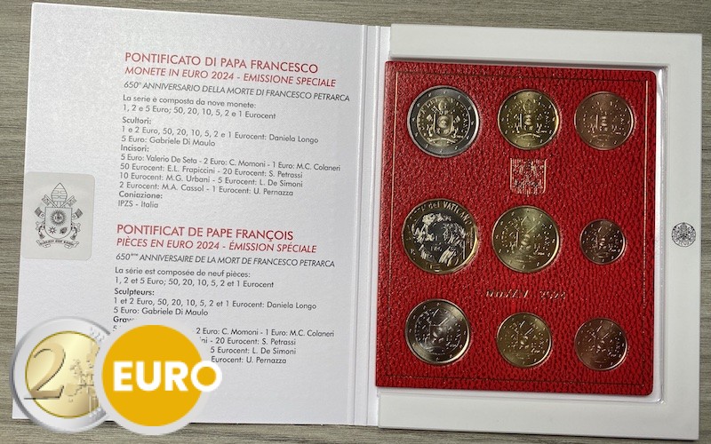 Serie de euro BU FDC Vaticano 2024 + 5 euros Francesco Petrarca