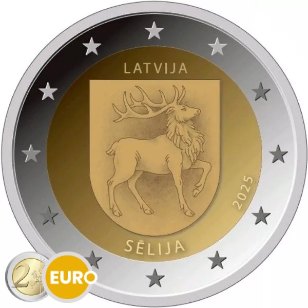 2 euros Letonia 2025 - Escudo de armas de Sēlija BU FDC Coincard