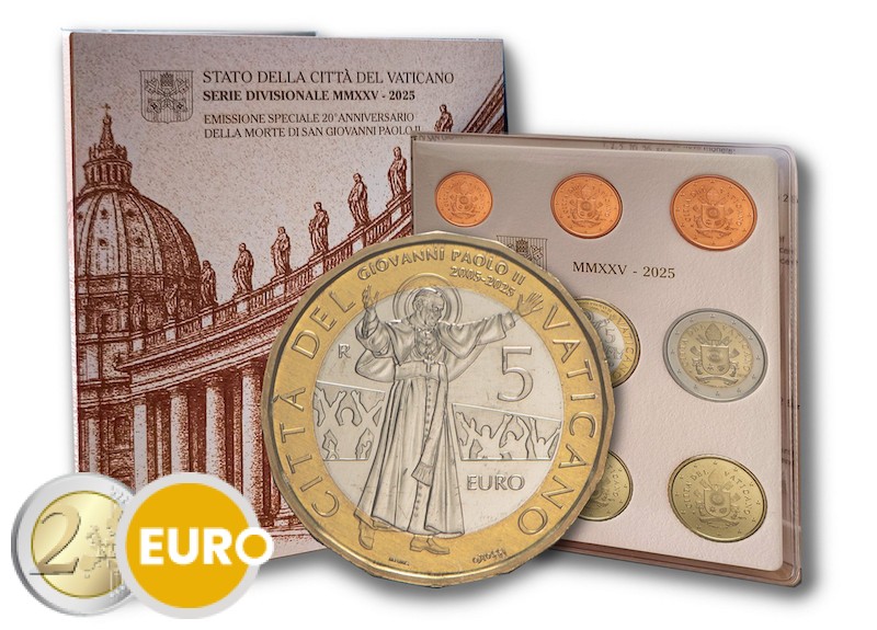 Serie de euro BU FDC Vaticano 2025 + 5 euros Juan Pablo II