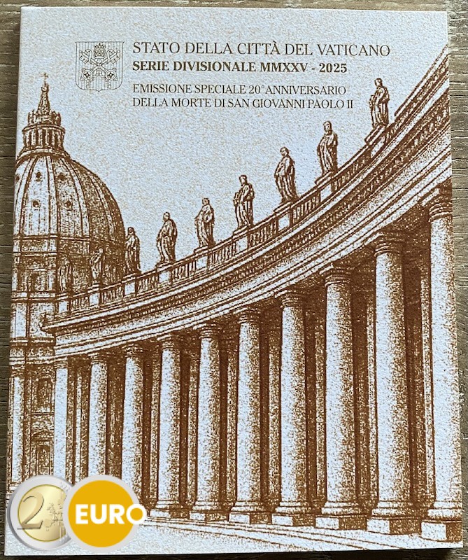 Serie de euro BU FDC Vaticano 2025 + 5 euros Juan Pablo II