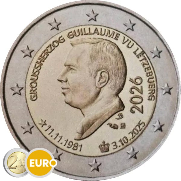 2 euros Luxemburgo 2026 - Subida al trono Guillermo BU FDC Coincard Marca Monetaria KNM