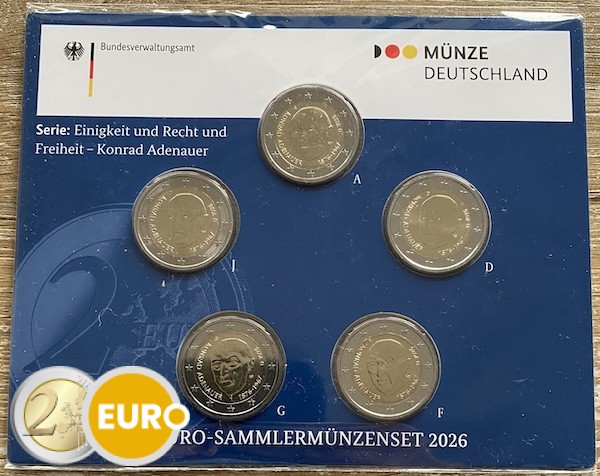 2 euros Alemania 2026 - ADFGJ Konrad Adenauer BU FDC Coincard
