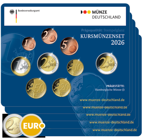 Serie de euro BU FDC Alemania 2026 ADFGJ + 2 euros Bremen