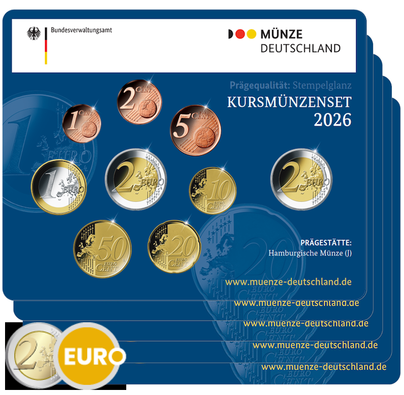 Serie de euro BU FDC Alemania 2026 ADFGJ + 2 euros Bremen