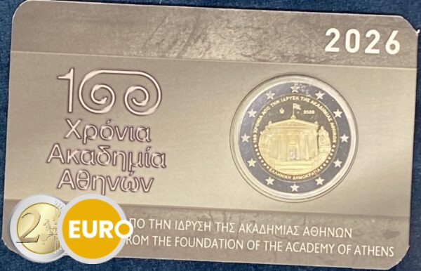 2 euros Grèce 2026 - Académie d’Athènes BU FDC Coincard