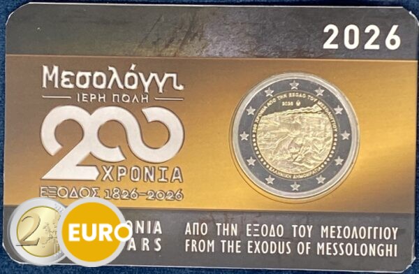 2 euros Grecia 2026 - éxodo de Mesolongi BU FDC Coincard