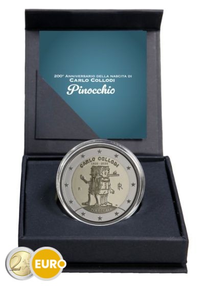 2 euros Italia 2026 - Carlo Collodi Pinocho Pinocchio BE Proof Inverso
