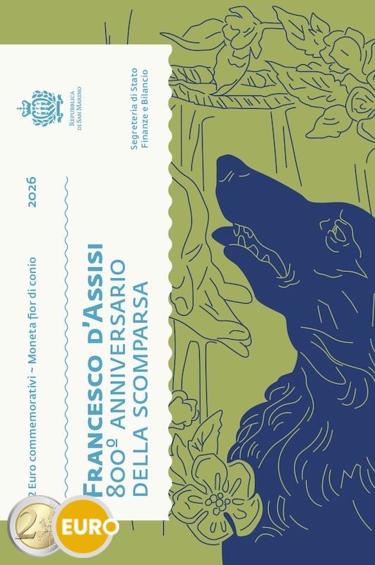 2 euros San Marino 2026 - Francisco de Asís BU FDC