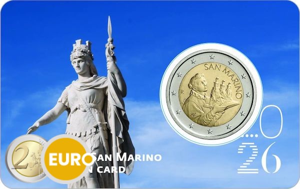 2 euros San Marino 2026 - San Marino BU FDC Coincard Estatua de la Libertad