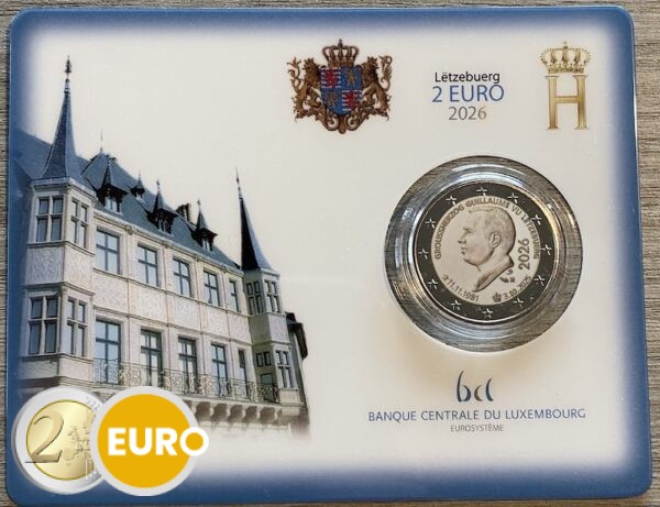 2 euros Luxembourg 2026 - Accession au trône Guillaume BU FDC Coincard poinçon KNM