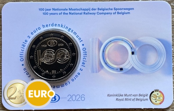 2 euros Bélgica 2026 - NMBS / SNCB BU FDC Coincard NL