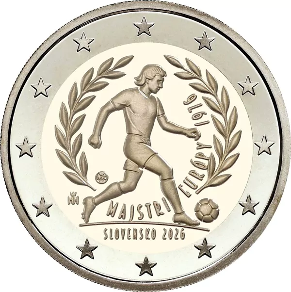 2 euros Eslovaquia 2026 - Victoria Campeonato Europeo Fútbol 1976 BU FDC Coincard