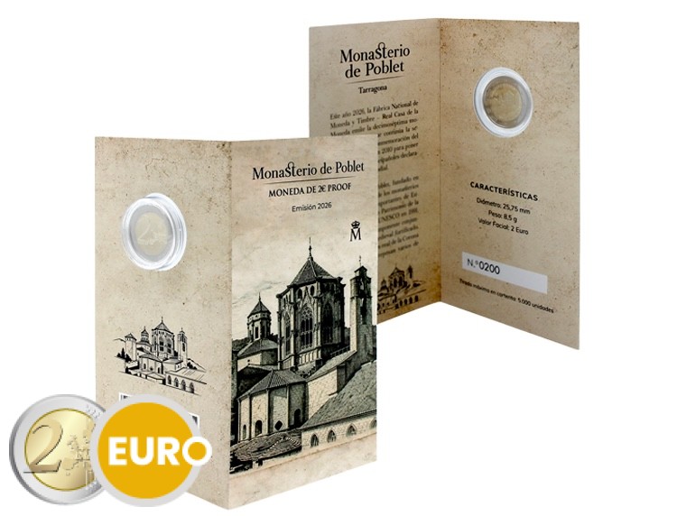 2 euros España 2026 - Monasterio de Poblet BE Proof