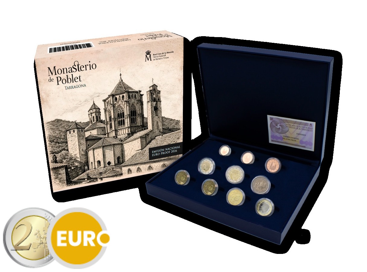 Serie de euro BE Proof España 2026 + 2 x 2 euros - Poblet