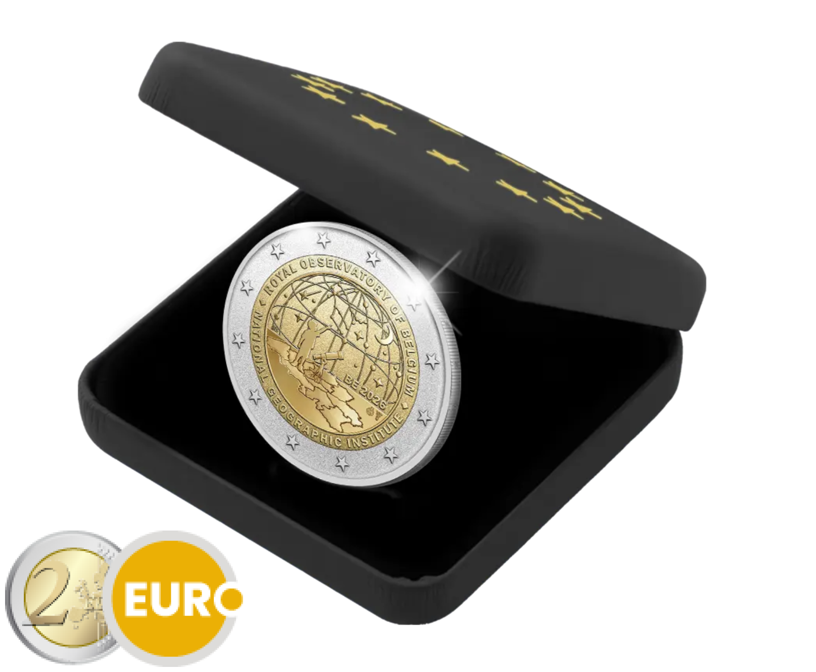 2 euros Bélgica 2026 - Instituto Geográfico Nacional y Observatorio Real BE Proof Inverso